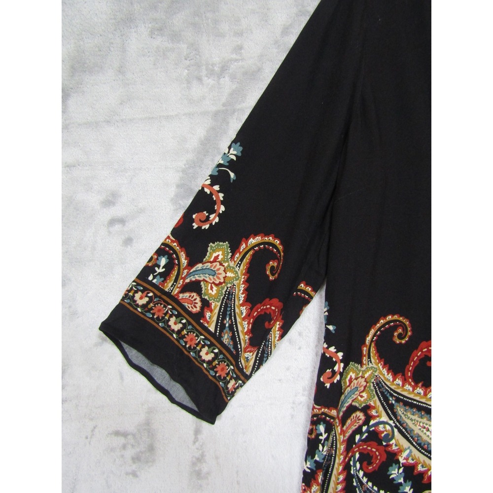 Soft Surroundings Paisley Blouse Womens‎ Large Black Boho 3/4 Sleeve Excellent - Picture 3 of 11